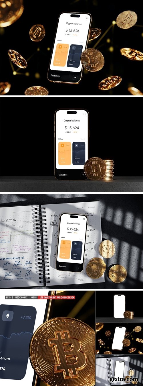 Smartphone Screen with Gold Coins Mockup ULRT2CK