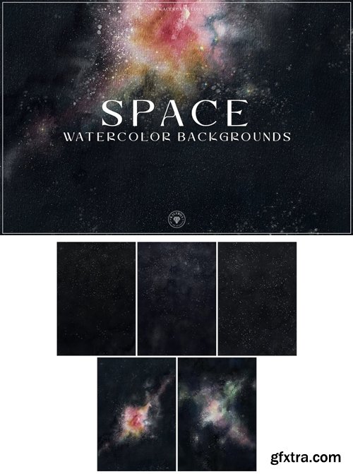 Space Watercolor Backgrounds R6PXWX9