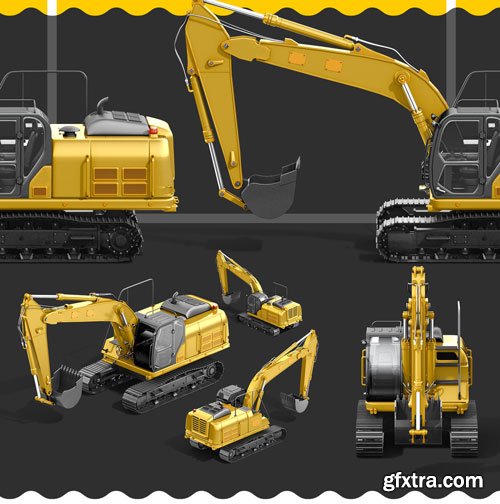 PSD Mockup 3D model Heavy Machines - Track Excavator #6 - 73523