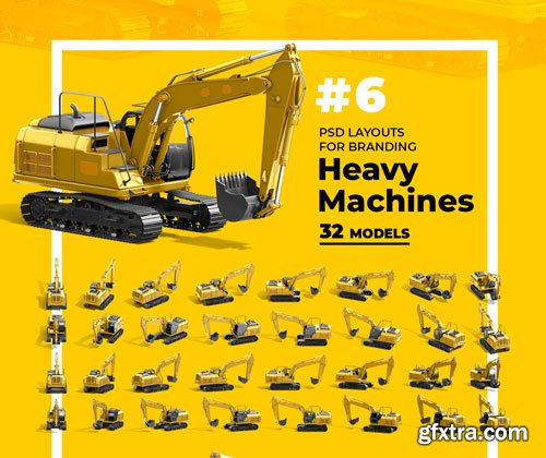 PSD Mockup 3D model Heavy Machines - Track Excavator #6 - 73523