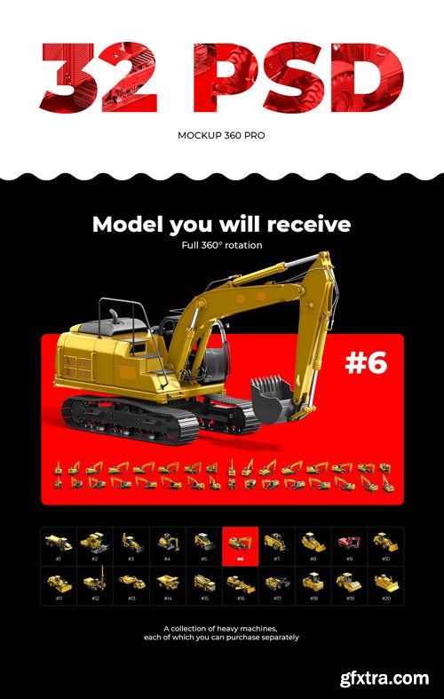 PSD Mockup 3D model Heavy Machines - Track Excavator #6 - 73523