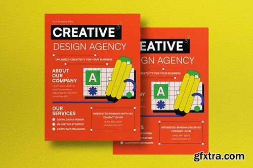 Orange Flat Creative Design Agency Flyer BXG79HB