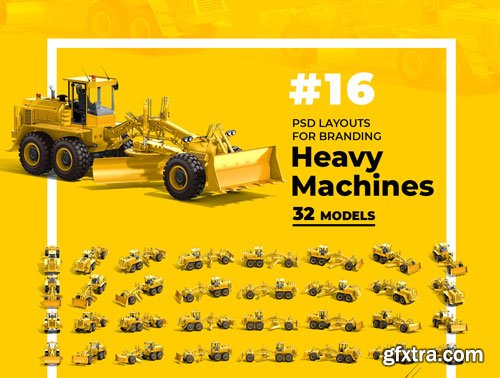 PSD Mockup 3D model Heavy Machines - Motor Grader #16 - 74185