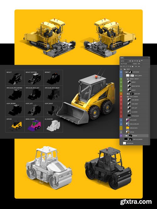 PSD Mockup 3D model Heavy Machines - Motor Grader #16 - 74185