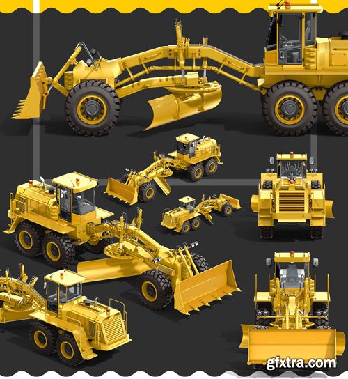 PSD Mockup 3D model Heavy Machines - Motor Grader #16 - 74185