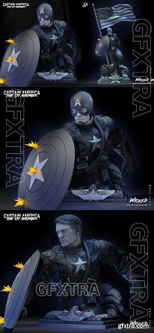 WICKED - Captain America Bust &ndash; 3D Print Model