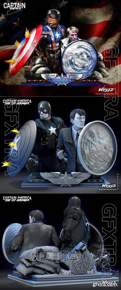 WICKED - Diorama Steve Rogers and Capitan America Bust &ndash; 3D Print Model