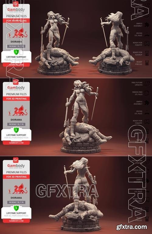 Gambody - Red Sonja Figurine in Diorama &ndash; 3D Print Model