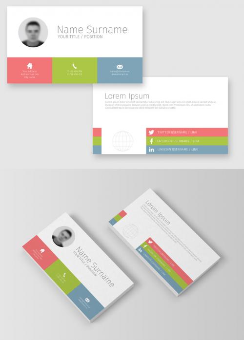 Three-Color Stripe Business Card Template 123936593