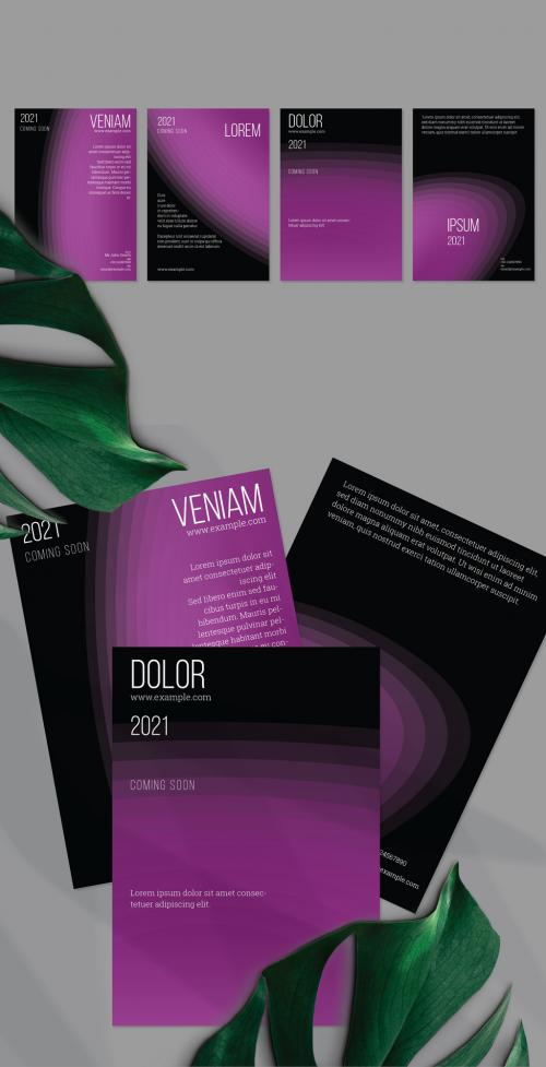 Flyer Layout with Gradient Blend Wavy Shapes on Black 581558561