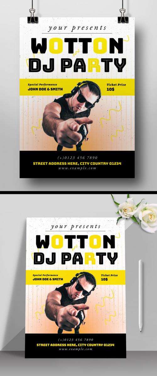 DJ Summer Party Flyer Design Layout 573784032