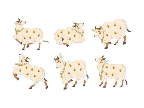 Indian Cow Illustration Decorated Vastu Kamdhenu Cow 566646098