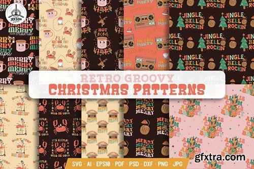 Christmas Seamless Patterns. Groovy Christmas 3QKRJR9