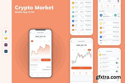 Crypto Market Mobile App UI Kit 8926WRM