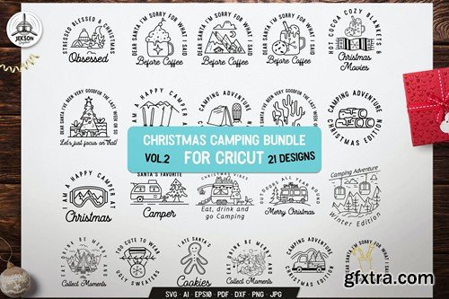 Camping Christmas Badges Set Vol.2 Y5XATZ7