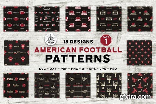 American Football Pattern Set Sport Vector CRABLVU