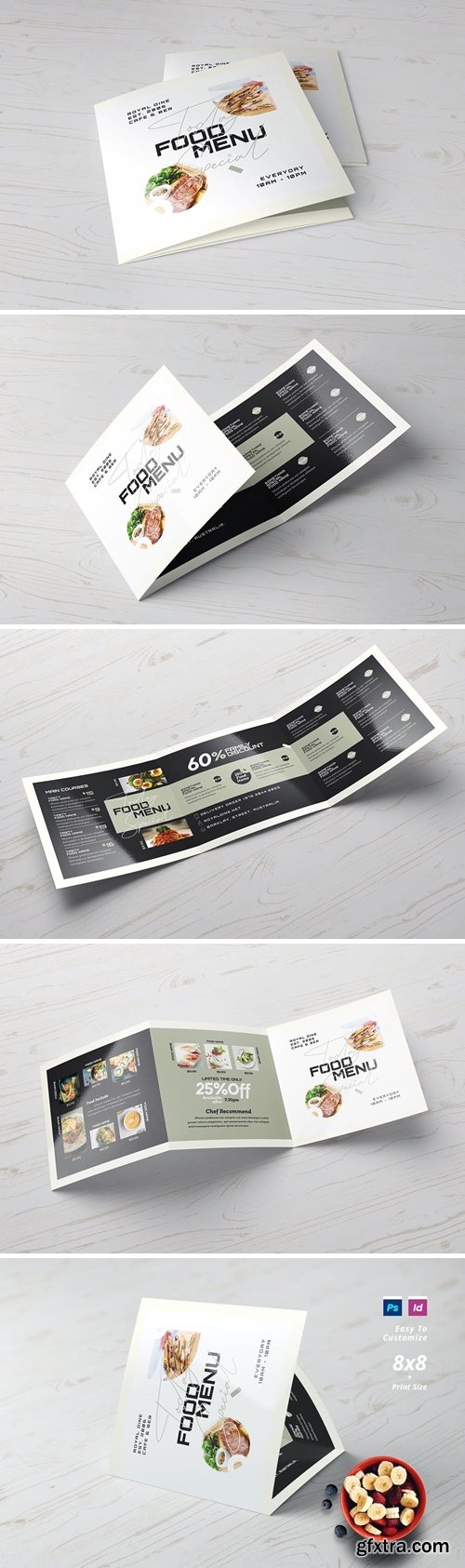 Square Trifold Food Menu L4B35WL