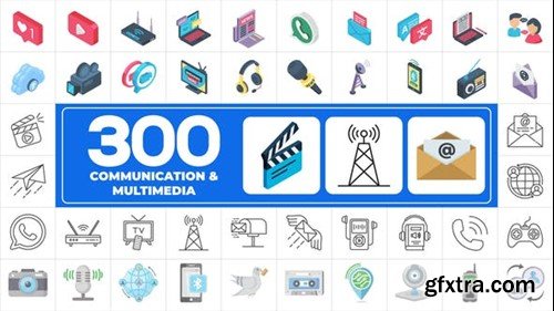 Videohive 300 Icons Pack - Communication & Multimedia 45702016