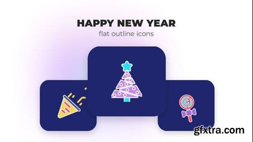 Videohive Happy New Year  - Flat Outline Icons 45844729