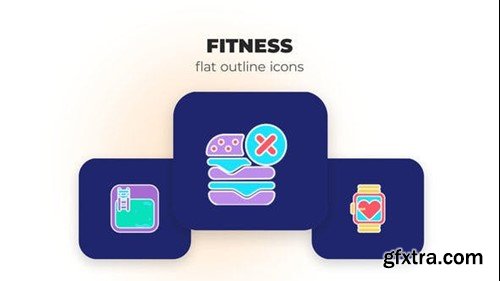 Videohive Fitness - Flat Outline Icons 45844644