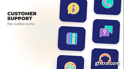 Videohive Customer Support - Flat Outline Icons 45844519