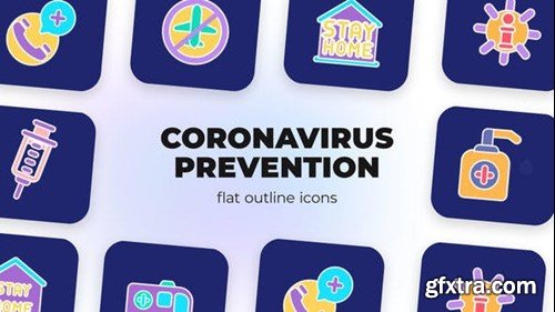 Videohive Coronavirus Prevention - Flat Outline Icons 45844444