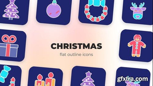 Videohive Christmas - Flat Outline Icons 45844199