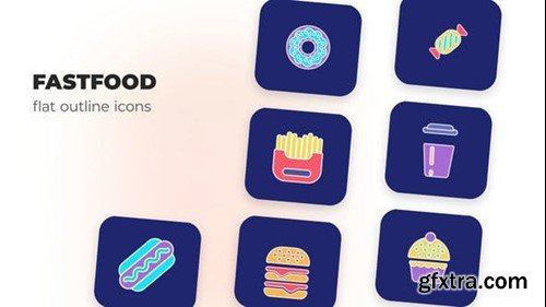 Videohive Fastfood - Flat Outline Icons 45844634