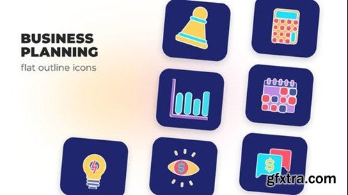 Videohive Business Planning - Flat Outline Icons 45843361