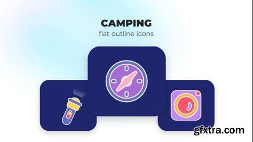 Videohive Camping - Flat Outline Icons 45844141