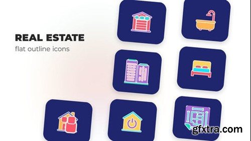 Videohive Real Estate - Flat Outline Icons 45847877