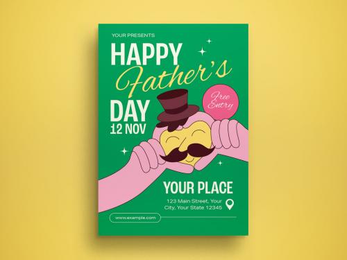 Green Cartoon Father's Day Flyer Layout 593440956