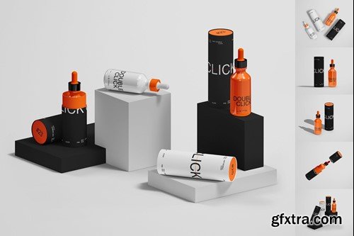 Glass Bottle and Paper Tube Mockup Set DFDTRXP