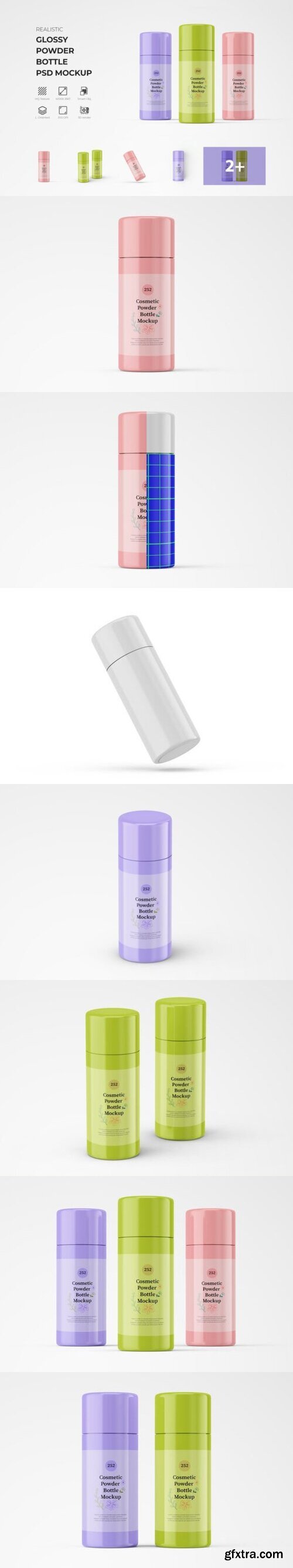 Glossy Plastic Powder Bottle PSD Mockup