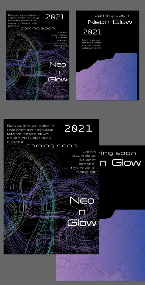 Flyer Layout with Bright Gradient Terranion Shape and Glow Net 595612852