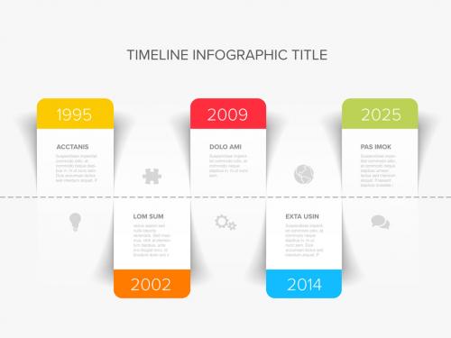 Simple minimalistic horizontal timeline template with dates on paper leafs 583099583