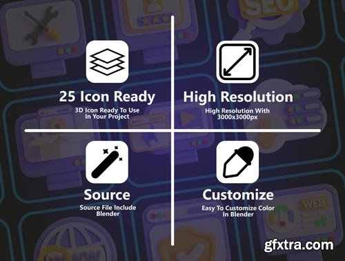 SEO & Website 3D Icon Pack Ui8.net