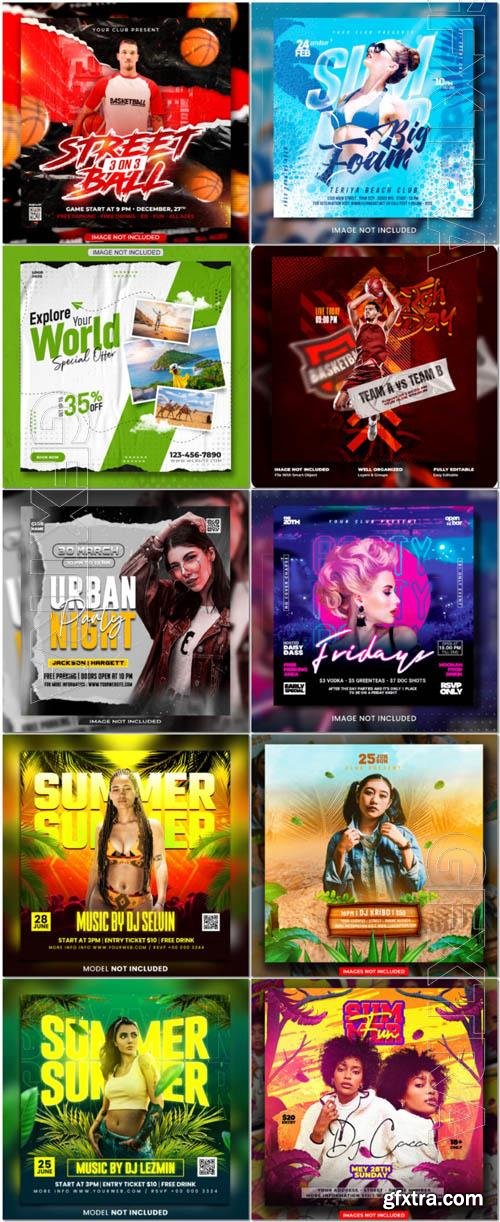 Flyer social media post, psd banner set vol 370