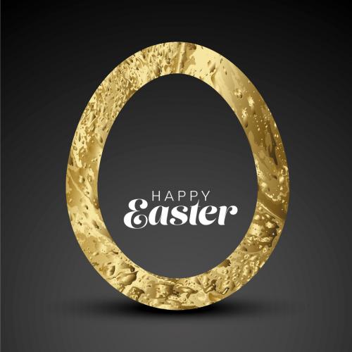 Dark Happy Easter - minimalist easter card with egg cut from golden texture 575936180