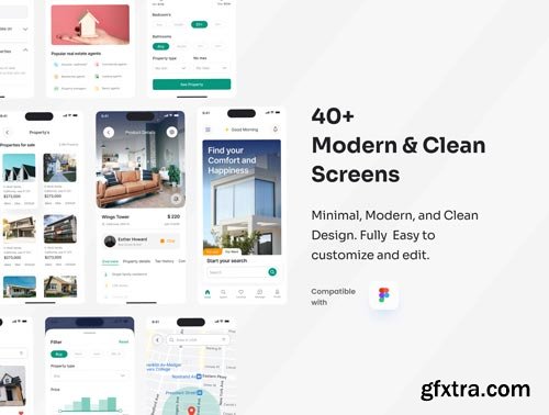 Real Estate Mobile App UI Kit Figma Ui8.net