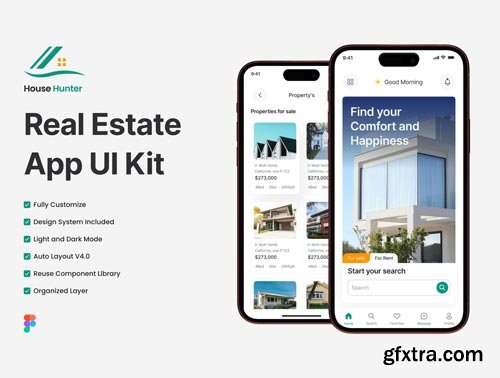 Real Estate Mobile App UI Kit Figma Ui8.net