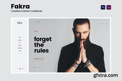 Fakra - Fashion Lookbook Website Design Template PCCMCWJ