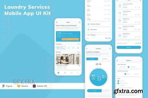 Laundry Services Mobile App UI Kit RRZTATU