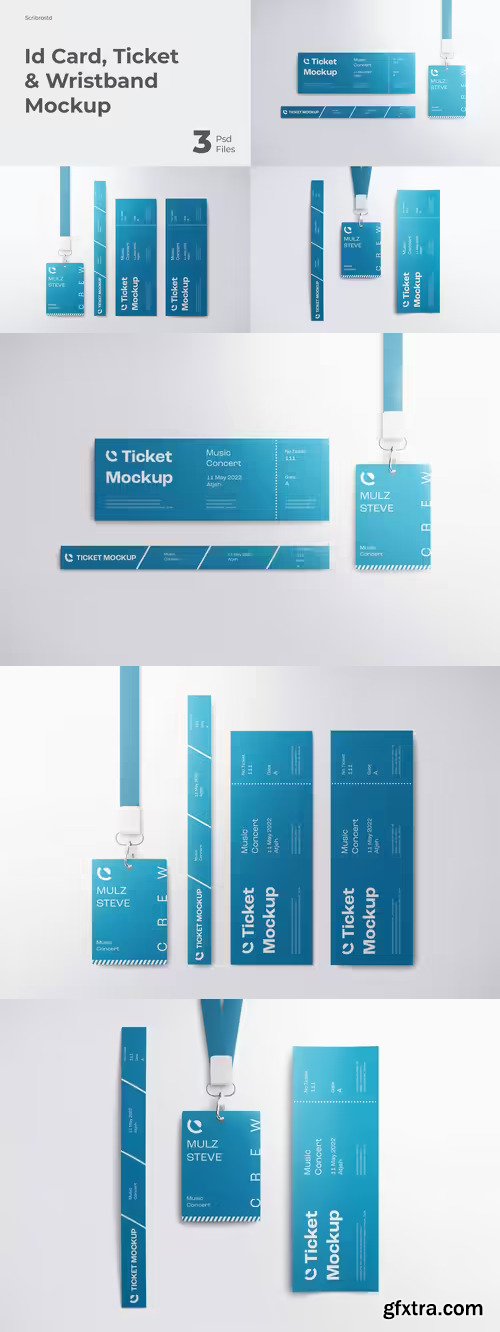 Id Card, Ticket &amp; Wristband Mockup