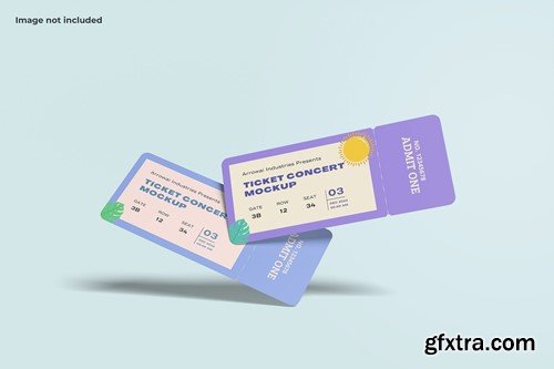 Colorful Floating Concert Ticket Mockup MB7UDEB