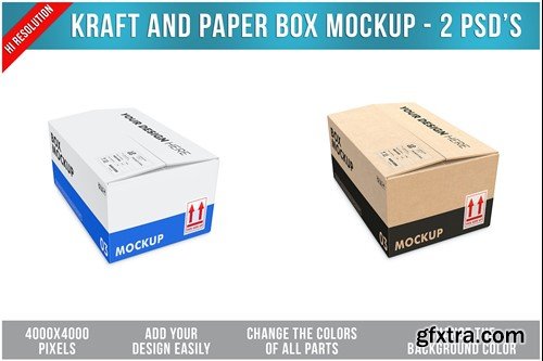 Kraft and Paper Box Mockup Q4DATK7