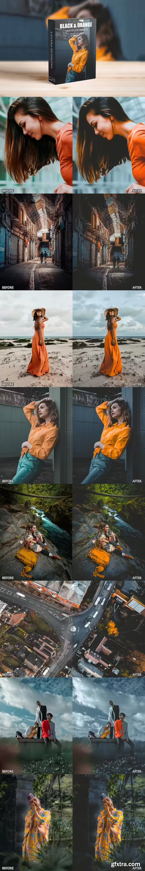 Dark Moody and Orange Street Lightroom Presets