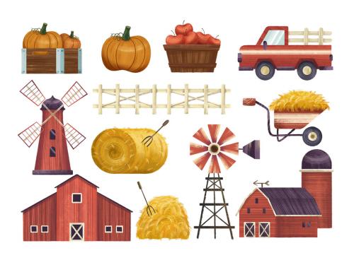 Harvest Landscape Illustrations Set 584180871