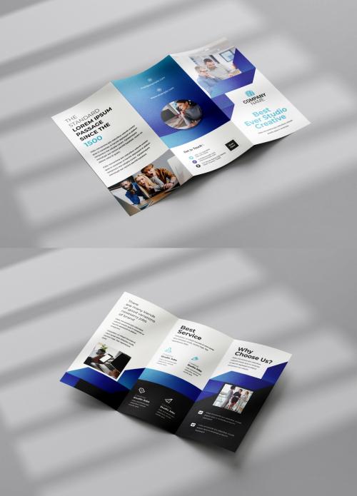 Business Trifold Brochure Layout with Geometric Accents 580217434