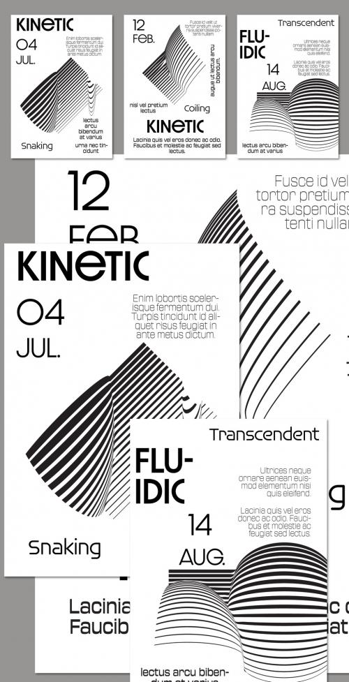 Flyer A4 Black and White Striped Abstract Futuristic Shape 581558874